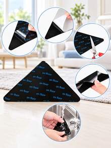 Rug Grippers Keep Corner Flat Carpet Non-Slip Fixing Stickers For Hardwood Floors Tile Marble Floors Double Sided Adhesive Carpet Clips Removable Carpet Tape For Living Room Bedroom Home Essentials Decor - Multicolor - View 6
