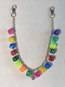 1pc Transparent Mixed Color Dice Punk Style Chain Waist Chain, Hiphop Ins Minimalist Waist Chain, Suitable For Decorating Keys, Wallets, Bag Buckles - Multicolor - View 4