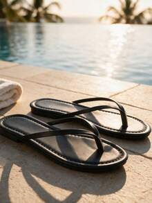 Women's French Style Flip Flops, Summer New Sweet Fairy Style Versatile Beach Vacation Soft Sole Sandals, Suitable For Dating, Gathering, Party, Daily Casual Wear - Black - View 9