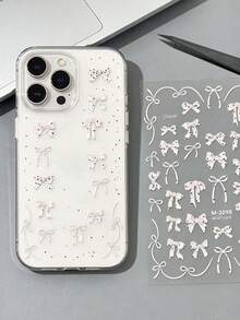 1 Set Decorative Stickers, Soft Romantic Bow Design, French Ballet Aesthetic, Ins Minimalist Style, Metallic Stickers, Suitable For Phone, Laptop, Planner, Camera, Water Bottle, Earphones And Other Surface Decoration - Polka Dot Bow - View 1