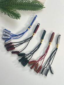 Handmade Woven Color Block Prayer Beads With Tassel, Handmade Woven Diamond Knot Accessories, Ramadan Prayer Beads DIY Decorative Rope, Multiple Colors Available - Multicolor - View 10