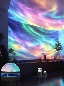 1pc 16-Color Aurora Projector Lamp, Immersive Bedroom Ambiance, Compact Size For Home, Bedroom, Living Room, Camping, Party Use - Multicolor - View 2