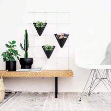 2/4/6 st svart kreativ triangelformad hängande blomkrukväska i non-woven för balkong, ny inomhus vägghängd blomkorg för krukväxt - Triangulär odlingspåse - Visa 2