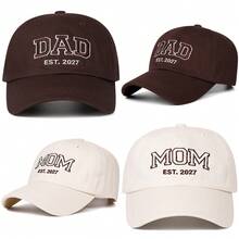 1pc EST.2027 DAD MOM Embroidered Baseball Cap, Unisex Outdoor Sports Casual Sun Protection Duck Tongue Dad Hat - Multicolor - View 7