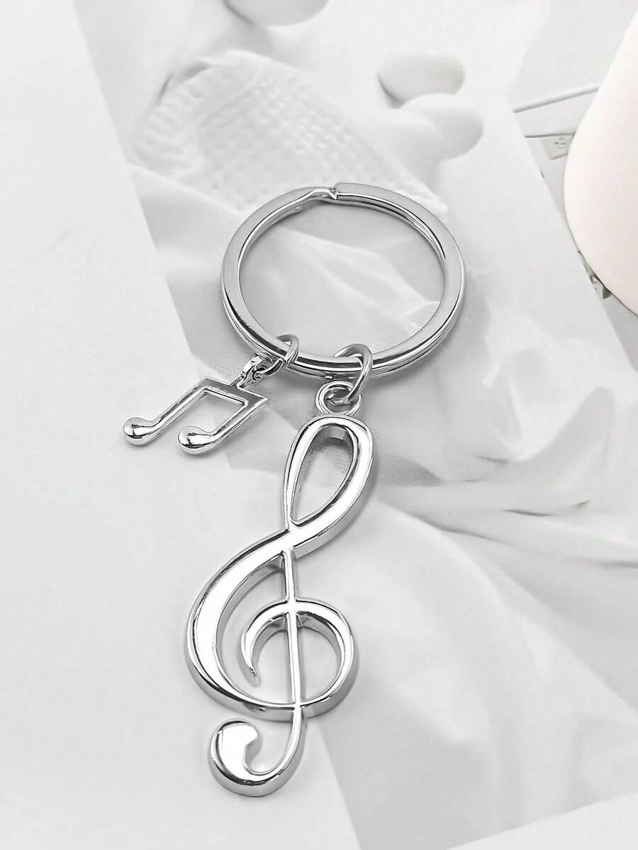 Music Symbol Earphone Keychain, Creative Metal Music Pendant, Cute Bag Charm, Car Accessory, Campus Style Gift For Friends, Girlfriend, Parents - Multicolor - View 1