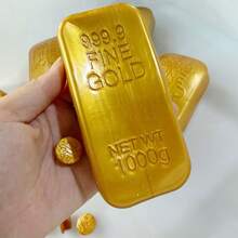 1pc Gold Bar Gold Ingot TPR Hollow Ball Skin DIY Stress Relief Handmade Squeeze Ball Venting Irregular Ball Skin - Multicolor - View 3