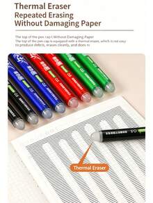 4pcs Random Color Friction Heat Erasable Gel Roller Ball Pens, 0.5mm Fine Tip, Temperature Sensitive Disappearing Ink, Black Blue Red Green 4-Color Assortment, Smooth Writing, Portable Clip Design, Art Drawing And Document Marking Stationery - A - View 3