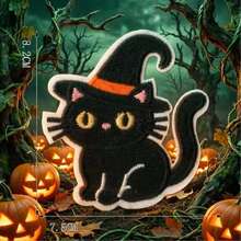 1 buah Patch Tempel Setrika Motif Seri Halloween - Patch Bordir DIY, Patch Hati yang Dapat Dijahit & Ditempel Setrika, Cocok untuk Pakaian, Jaket, Topi, Ransel, Celana Jeans, Lencana Dekoratif - Versi setrika - View 9