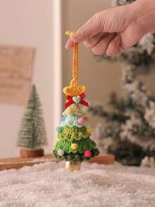 Crochet Christmas Tree Hanging Ornament, Handmade Knitted Christmas Tree Pendant With Bell, Cute Colorful Plush Christmas Decoration, Car Rearview Mirror Hanging Accessory, Suitable As Holiday Gift For Teenagers - Multicolor - View 16
