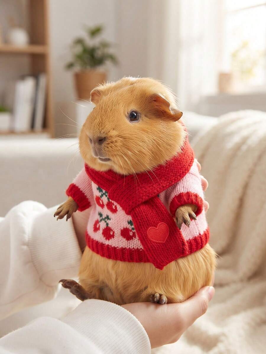 2pcs Small Pet Clothes & Scarf Set, Guinea Pig Ferret Squirrel Winter ...