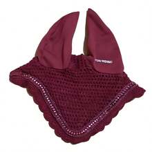 TGW RIDING Penutup Telinga Kuda Bertabur Berlian Imitasi 3D, Topi Jaring Telinga Katun Rajutan, Penutup Telinga Anti Lalat, Masker Penutup Telinga Anti Lalat, Penutup Telinga Katun Buatan Tangan - Burgundy - View 4