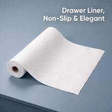 1 Roll Of Pure White Checkered Embossed Design, EVA Cabinet Liner, Water-Resistant, Oil Resistant, Dust-Proof, Easy To Clean With A Wipe, Furniture Storage Pad, Cabinet Drawer Refrigerator, Suitable For Holiday Party Decoration. - View 2