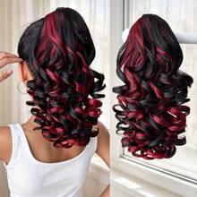 Claw Shaped Ponytail Extension Hair Accessory Black Brown Burgundy Gradient Brown Gradient Gray Multi-Color 14 Inch Deep Wave Heat-Resistant Fiber Synthetic Ponytail Wig, Suitable For Women's Christmas, Parties, And Daily Use - Two-Tone - View 30
