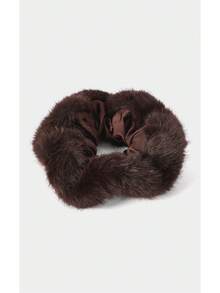 Noxbound 1pc Oversized Plush Scrunchie Hair Tie, Fashion Hair Accessory For Buns - Coffee - View 1