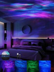 1pc Northern Lights Mood Lamp, Romantic Atmosphere Light For Living Room, Bedroom, Camping, Holiday Gift, Office, Bathroom - Plastic Polished Color Changing With Remote Control - Multicolor - View 3