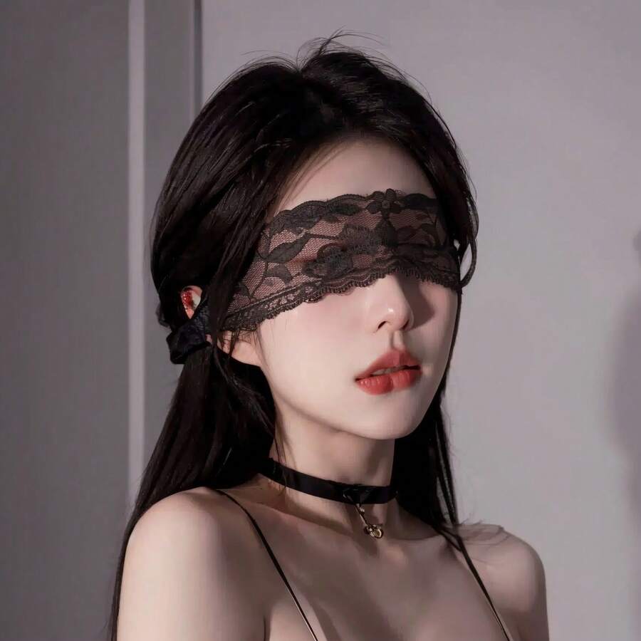 1pc Adult Party Lace Mask Black Sexy Eye Mask Lingerie Set Lace Hollow Out - Multicolor - View 1
