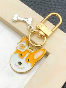 1pc Universal Cartoon Cute Oil Drop-Shaped Happy Dog U-Shaped Keychain, Bag Keychain Or Pet Pendant, Student Backpack Pendant, Holiday Gift - Multicolor - View 8