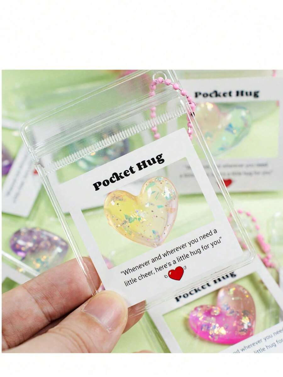 20/10/1 Set Heart-Shaped Pocket Hug Cards, Portable Encouragement Cards, Random Color, Thoughtful Gift For Friends And Family, Perfect For Christmas, Thanksgiving And Special Occasions - Multicolor - View 1