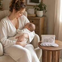 10入波希米亞風竹纖維哺乳墊，可重複使用可水洗親膚柔軟吸乳墊，適合媽媽使用 - 灰粉色曲線 - 查看 5