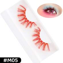 1 Pair Fluffy Soft Cosplay False Eyelashes, Long Curly Lightweight Colorful Lashes - M05 - View 4