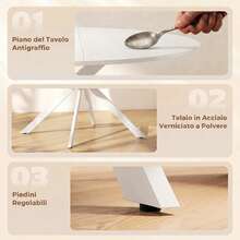 HOMCOM Tavolo da Pranzo Rotondo Ø120 cm, Tavolo da Cucina per 4 Persone con Piano Effetto Legno e Gambe a Croce in Acciaio, Tavolino da Soggiorno e Sala da Pranzo, Stile Industriale, Bianco - Bianco - Visualizzare 4