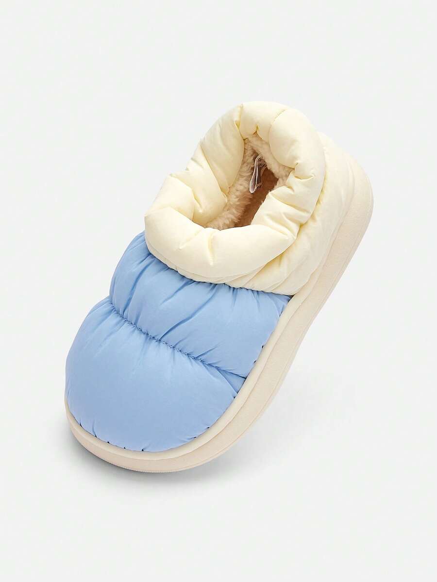 Balabala Boys' & Girls' 2026 Winter Colorblock Warm Indoor House Slippers - Blue Tint - View 1