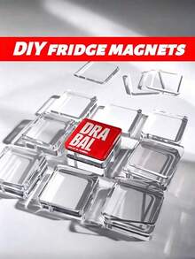 DIY 冰箱磁鐵製作套件 | 透明壓克力正方形空白片 | 時尚手工禮物材料 - DIY冰箱貼紙包 - 查看 1