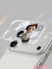 1pc Cute Cat Pattern Lens Protector Film, Compatible With Phone 17 Pro/17 Pro Max/18 Pro/18 Pro Max, Full Coverage Rear Camera Protection, Scratch-Resistant, Easy Installation, Phone Decoration - Clear - View 6
