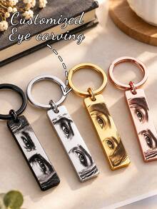 Custom Eye Engraved Keychain For Husband, Personalized Eye Photo Keyring, Romantic Anniversary Gift For Him - Multicolor - View 1