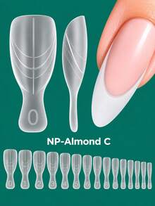 nailpop Matte Almond Dual-Mode Extendable Nail Mold With Handle, Flexible Material, Easy French Tip Extension Mold, Matte Inner Mold, Reusable DIY Nail Art Mold, Nail Art Supplies - Clear - View 4