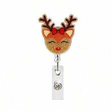 1pc Christmas Acrylic Christmas Tree Snowman Badge Retractable Lanyard - Multicolor - View 10