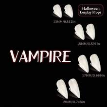 1 Pair Vampire Fangs Fake Teeth Set, 13mm/15mm/17mm/19mm White Resin Vampire Dentures, Random Style, Halloween Cosplay Costume Props For Masquerade Party, Zombie Devil Dress Up Accessories(Without Gutar) - Multicolor - View 2