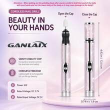 GANLAIX USB Rechargeable Electric Nail Drill Set, Electric Nail File And Polisher, Dual Speed Forward And Reverse Nail Grinder, Suitable For Thick Nails, Manicure And Pedicure Polishing Tool, Unisex Christmas Gift - Pink - View 6
