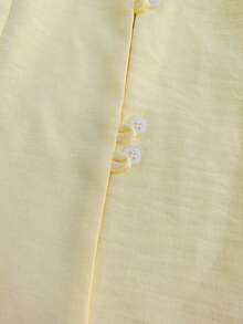 Women's Fashion Yellow Drop Shoulder Long Sleeve Stand Collar Blouse, Loose Fit Top For Spring And Autumn - Light Yellow - View 6