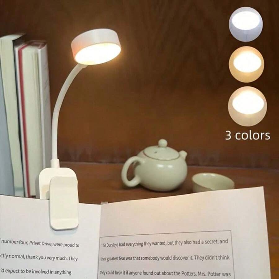 1/2pcs Minimalist White Shell LED Clip-On Book Light, Suitable For Book ...