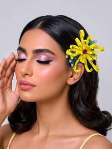 1pc Luxury Gold Alloy Decorative Hair Comb, Bridal Bridesmaid Headpiece, Fashion Hair Accessory For Wedding, Prom, Party, Photography, Women, Side Comb - Gold - View 12