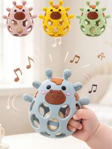 Silicone Baby Giraffe Rattle Toy, Hollow Hand-Grip Ball, With Random ...
