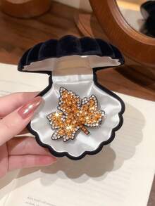 8/4/2pcs Multicolor Elegant Rhinestone Maple Leaf Hair Clips, Durable & Gentle On Hair, Basic Sweet Cute Hair Accessories For Women And Girls, Suitable For Daily Wear, School, Party, Vacation - Multicolor - View 5
