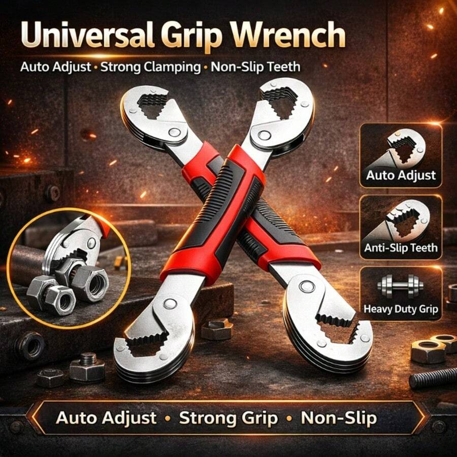 1PC Heavy-Duty Adjustable Multi-Functional Wrench – Large Opening Tool For DIY, Home Repairs, Father's Day Gifts&Gifts For All Occasions & Holidays - A - View 1