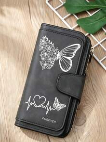 Women's Long Zipper Clutch Wallet With Large Capacity Card Slots, Featuring Exquisite Floral And Butterfly Pattern Design And Stylish Coin Pocket; Perfect Gift For Friends, Family Or Mother For Daily Use, Thanksgiving Or Christmas - Multicolor - View 12