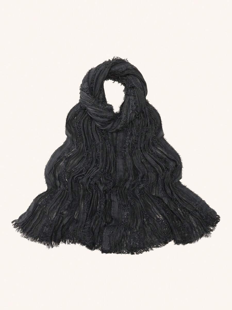 1pc Women's Solid Color Vintage Distressed Style Headscarf Fashion Shawl Soft Breathable Headwrap - Multicolor - View 1