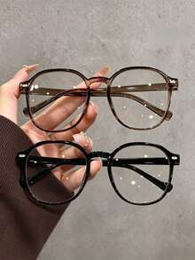 1pc Brown Square Decorative Glasses, Non-Prescription, Women's Street Fashion, Suitable For Daily Use And Social Outings - Clear - View 11