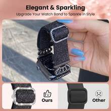 Nylon Stretchy Band Compatible With Apple Watch 38‑49mm, Bling Designer Crown Strap For Series 10‑1, SE, Ultra - Sparkling Crown - View 4