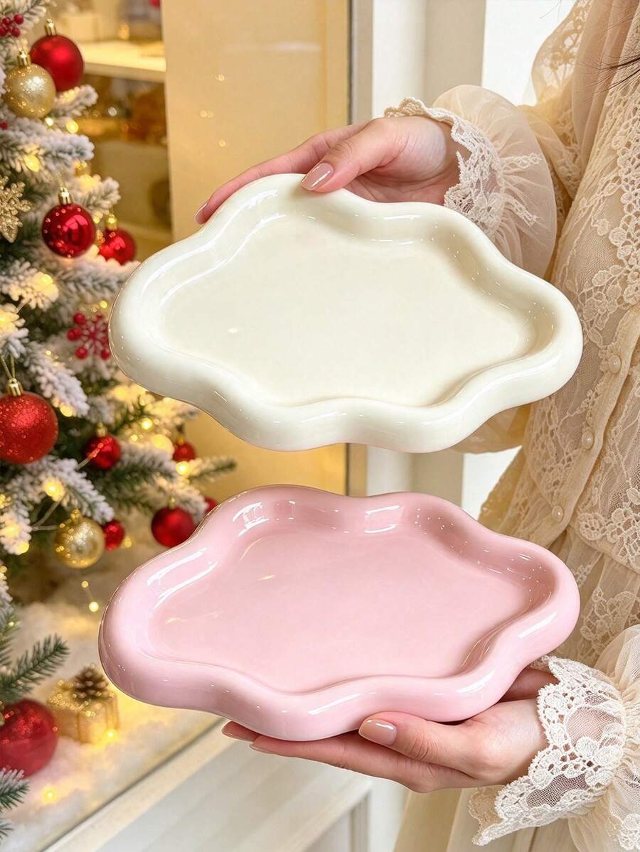 Elegant Cloud-Shaped Plastic Tray, Minimalist Fashion Single-Layer Design, Can Be Used As Jewelry Accessory Storage Tray, High-End Jewelry Perfume Display Stand Or Fashion Key Holder, Suitable For Home, Living Room, Office - Multicolor - View 1