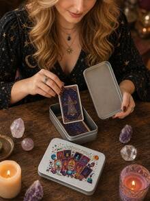 Tarot Card Storage Box Lid, Printed With Tarot Cards, Leopard, Mysterious Eye, Witch And Other Patterns, Can Be Used As Tarot Card Storage Box, Storage Jar, Makeup Storage Box, Gift Box, Suitable For Storing Tarot Cards, Jewelry, Stationery And More - Multicolor - View 8