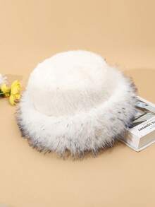 1PC Autumn/Winter Fashion Classic Faux Fur Trim Round Top Casual Warm Small Round Hat Cold-Proof Ushanka - A - View 9