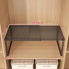 1 kệ tủ quần áo bằng kim loại có thể xếp chồng và mở rộng, lưới thép đen, giá phân tầng không cần lắp ráp cho tủ quần áo, lưu trữ tiết kiệm không gian - Nhiều màu - Xem 10