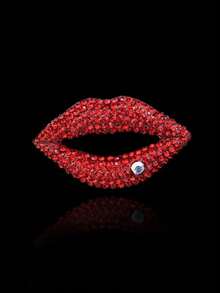 1PC Sexy Full Diamond Big Red Lip Brooch, Women's Personalized Temperament Chest Flower Big Pin Accessory, Christmas And Valentine's Day Gift - Multicolor - View 5