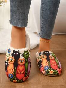 Sandal Wanita Motif Kucing Lucu, Sandal Musim Dingin Lembut dan Ringan, Sandal Natal - MultiWarna - View 4
