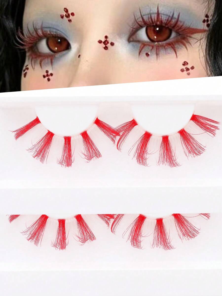 1 Pair Long Curly Lightweight Colorful Eyelashes, Japanese Style Soft Eyelash Extensions - M07 - View 1